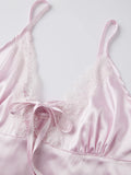 2026 Summer Women Pajama Sets Lace Trim Satin Babydoll Camisole Tops and Shorts Sets Lounge Sleepwear