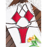 S - XL Leopard Extreme String Mini Micro Thong One Piece Swimsuit Women Swimwear Female Padded Bather Bathing Suit Swim K7067