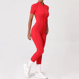 With Zipper Hollow Back Yoga Jumpsuit Sportswear Women Gym Clothes Running Fitness Yoga Backless Bodysuit