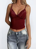 Phantasy Women Y2K Black Camisole Sexy Spicy Girl Style Solid Color Suspender Lace Vest Retro Women's Tanks 2026 Summer Outfit