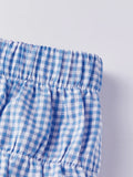 Women’s Layered Ruffle Bloomer Shorts Elastic Waist Little Bow Front Plaid Print Shorts Summer Bottoms