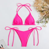 DEKA Triangle Bikini Set Womens Solid Sexy Lingerie Swimwear Tie Side Thongs Beachwear Fashion Swimsuit Bathing Suit