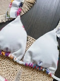 RUOTONSEPT 2024 New Sexy Handmade Embroidery Bikini Set Women's Swimsuit Triangle Swimwear Bathing Suit Brazilian Biquinis