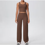 2PCS Yoga Set Women Tracksuit Nude Feeling Workout Sets Gym Clothes Push Up Fitness Running Sportswear Sport Straight tank suit