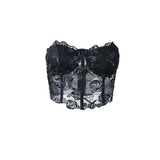 Phantasy Sexy Lace See through Crop Top Women Fashion Floral Embroidery Black Tank Top Night club Dress up 2026 Summer Outfit