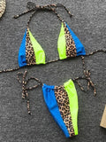 Splicing Leopard Mini Micro String Bikini Women Swimwear Female Swimsuit Two Pieces Bikini Set Halter Bather Bathing Suit Swim