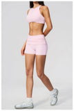 Tight Yoga Clothes Women Speed Drying Shock-absorbing Sports Vest Fitness Suits Outwear Gym Flip Waist Shorts Workout Clothes