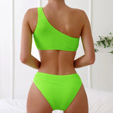 2026 Sexy Ring Link Monokini Swimsuit One Piece Solid One Shoulder Swimwear Women Bathers Bathing Swimming Swim Suit Female