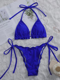 2026 Ribbed Ruffled Frilled Brazilian Bikini Women Swimsuit Female Swimwear Two Pieces Bikini Set Halter Bathing Suit Swim Lady
