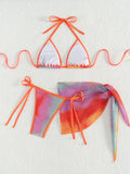 3PCS Printed with Mesh Skirt Bikini Female Swimsuit Women Swimwear Three-pieces Bikini Set Bather Bathing Suit Swim Beachwear