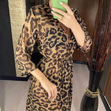 New Sexy Leopard Printed Beach Cover Up Chiffon Cover-ups Swimwear Beach Wear Summer Beachwear Female Women Long Dress V3219