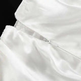 Elegant Female Casual Satin Mini Skirt Women Korean Fashion High Waist A-line Vintage White Balloon Skirt Sweet Women NTJ8