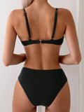 2025 U-wire Bikini Women Sexy Strappy Swimwear Female Solid Swimsuit Bathers Bathing Swimming Swim Suit Beachwear