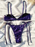 Shiny PU Leather Bikini 2025 High Cut Bikinis Female Swimsuit Women Swimwear Two-pieces Bikini Set Bathing Suit Swim Beach Wear