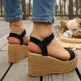 2026 Summer Chunky Platform Sandals Women Plus Size 43 Wedge High Heeled Sandals Woman Ankle Strap Thick Bottom Sandalias Mujer