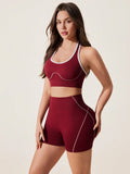2pcs/set Yoga Sport Bra Shorts Set Sportswear Woman Gym High Waist Seamless Workout Shorts Leggings Activewear Women's Tracksuit