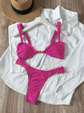 Sexy Metal Shell Ornament Bikini Set 2026 Women Hot Pink Pleate Push Up Bra Thong Swimsuit Summer Bathing Suit Micro Swimwear