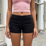 2026 Summer Women Shorts with Pockets Elegant Solid Color Low Rise Slim Fit Mini Shorts for Beach Daily Wear