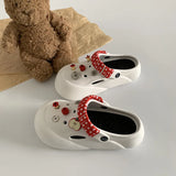 Women Fashion Clogs Indoor Street Slippers Cute DIY Apple Summer Autumn Platform Shoes Soft EVA Female Daily Walking Sandals
