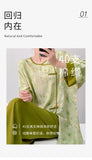 Plus size mother's cotton silk pajamas spring and summer new Chinese style can be worn outside home clothes Mother's Day gift
