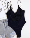 2025 New Sexy Backless High Leg Cut Women Swimwear One Piece Swimsuit Female Padded Black Leopard Bather Bathing Suit Swim Lady