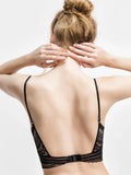 Low Back Bra for Women Deep V Low Cut Backless Bralette floral triangle wire free bralette French underwear