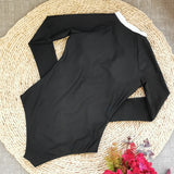 2025 Women's Rashguard Long Sleeves One Piece Swimsuit Patchwork Swimwear Zipper Monokini Surf Bathing Suit Sports Bodysuit S-XL