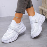 Shiny Crystal White Platform Sneakers Women Comfort Knitted Breathable Walking Shoes Woman Casual Non-Slip Sport Shoes Ladies