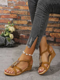 Wedge Sandals for Women Summer Comfortable Non Slip Beach Shoes Woman PU Leather Platform Roman Sandalias Mujer
