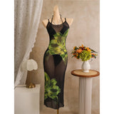 With Floral Dress Printed Halter Bikini Female Swimsuit Women Swimwear Three-pieces Bikini set Bather Bathing Suit Swim V8204