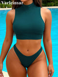 S - XXL 14 Colors High Neck Bikini Female Swimsuit Women Swimwear Two-Pieces Bikini Set Brazilian Bather Bathing Suit Swim V7486