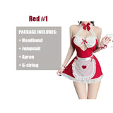 Japanese Anime Maid Uniform Women Sexy Cosplay Lingerie Costume Lace Headband Leg Ring Waistband Dress Set Outfits