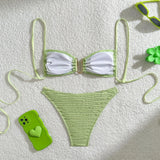 2026 Wrinkled U Ring Bandeau Bikini Women Swimwear Female Swimsuit Two-pieces Bikini Set Bather Pool Bathing Suit Swim Beachwear