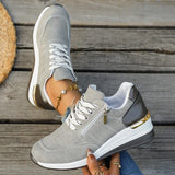 Plus Size 44 Platform Casual Sneakers for Women Lace Up Anti Slip Thick Sole Sport Shoes Woman 2026 Spring Zipper Walking Shoes