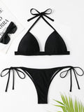 Sexy Halter Push Up Bra Cup Bikini 2025 Women Swimsuit Female Swimwear Two Pieces Bikini set Brazilian Bathing Suit Swim Beach