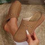 Lightweight Wedge Heel Mules Slippers Women Summer Hollow Out Slides Shoes Woman Plus Size Thick Sole Outdoor Sandals Female