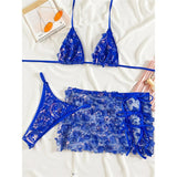S - XL Three-pieces Bikini set With Skirt Flowers Sequins Bikini Female Swimsuit Women Swimwear Bather Bathing Suit Swim V7864