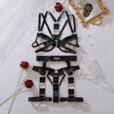 Toucheart Erotic Lingerie Stylish Metal Buckledecoration Personalized Bundled Steelring Push-up See-through Split Underwear Set