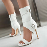 Plus Size 48 Sexy Red Thin High Heels Party Sandals Women Black Dancing Shoes Stilettos Summer White Ankle Booties