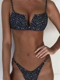 V-Bar Underwired Polka Dot Bikini 2025 Women Swimsuit Female Swimwear Two Pieces Bikini Set Ribbed High Cut Bathing Suit Swim