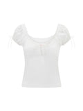 Women's Summer T-shirt Cap Sleeve Square Neck Neck Lace Trim Tee Tops Kawaii Gothic Y2K Aesthetic Shirts