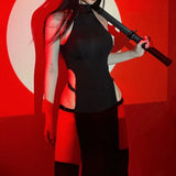 Sexy Lingerie Porn Woman Tight Fitting Dress Cosplay Sexy Underwear Erotic Set Sleeveless Hollow Slit Long Dress Woman Costume