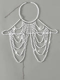 Luxury Pearls Chain Halter Hollow Out See Through Bikini Top Female Swimsuit Women Swimwear Bather Bathing Suit Swim Beach Top