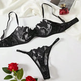Fairy Lingerie Floral Valentine Charming Brief Panty Underwear Sexy Nighty Underwear Women See Through Bra Brief Set
