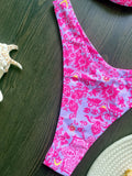 Floral Printed Wrinkled Bandeau Bikini Female Swimsuit Women Swimwear Two-pieces Bikini Set High Cut Bather Bathing Suit Swim