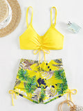 2026 Tie Dye Bikini Drawstring Swimsuit Women High Waist Shorts Swimwear Female Padded Bathing Suit Swimming Beachwear Summer