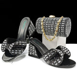 doershow High Quality African fashion Style Ladies Shoes And Bags Set Latest SILVER Italian Shoes And Bag Set For Party HJJ1-10