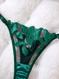 Green French-style floral embroidery lace lingerie set,sexy and soft steel-bra-cup supportive bra,Valentine's Day party ZA824031