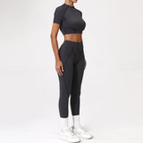 2PCS Yoga Suit Sports Set Women Quick-Drying Gym Set Women Tracksuit Running Workout Long Sleeve Sports Shirt Yoga Clothing