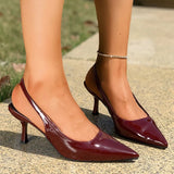 Sexy Leopard Print High Heel Mules Sandals Women Summer Patent Leather Pointed Toe Slingbacks Woman Plus Size 42 Slip On Sandals